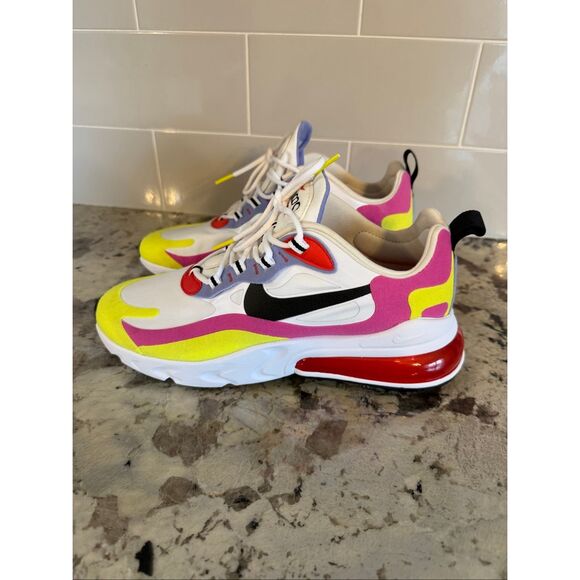 Nike Air Max 270 React Sneakers White Pink Yellow Black, Women’s Size 9 - Picture 5 of 12